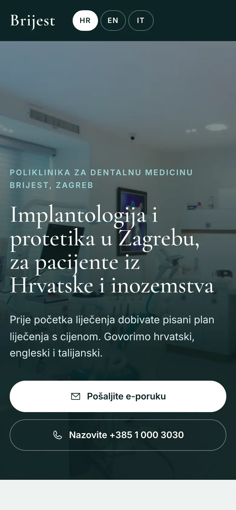 Demo website of the fictional Brijest practice on a phone